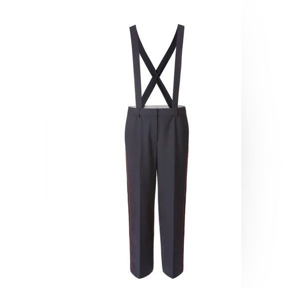 Olivia Palermo + Chelsea28 nave red ribbon Suspender Pants women’s size 14 $149 - Picture 2 of 8